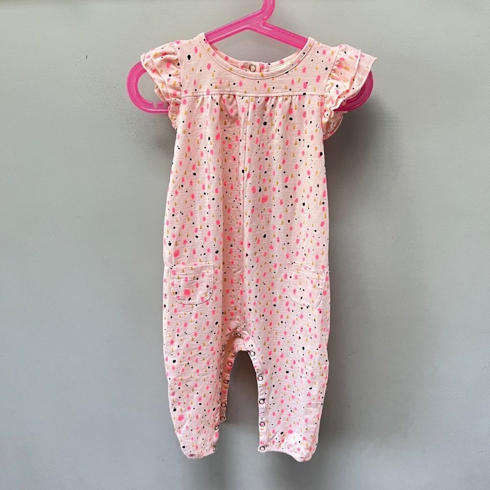 Soft Gallery Flutter Sleeve Pebble Print Romper- Size 12M